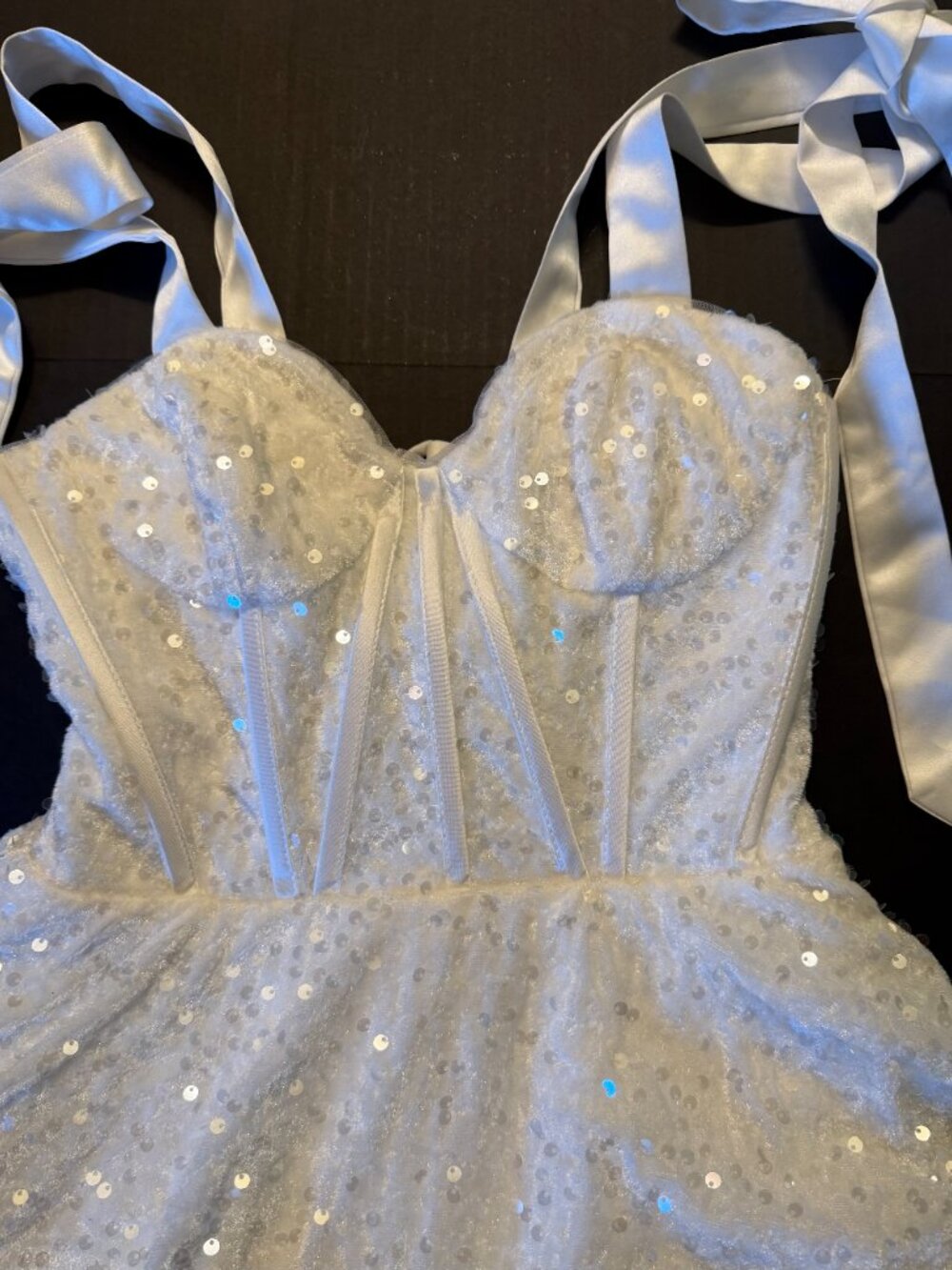 Sequin Corset Flared Unique Wedding Dress - Picture 2 of 10
